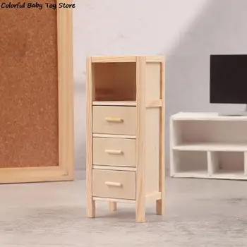 1:12 Babaház miniatűr tárolószekrény Fiókos szekrény Függőleges modell bútorok Lakberendezés Játék Babaház kiegészítők