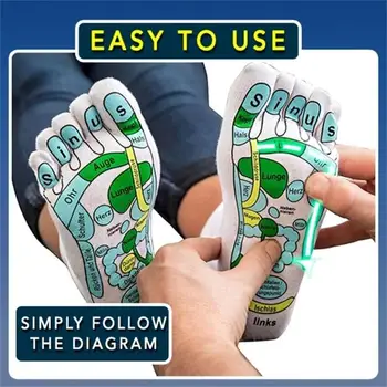 1 pár lábmasszázs zokni Akupresszúrás reflexológiai zokni Jóga talpmasszázs lábpont diagram Akupont zokni masszázspálcákkal