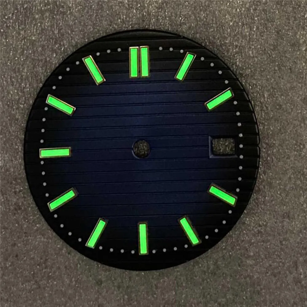 30.5mm Módosítás Óra Tárcsa Zöld világító naptárral NH35/ NH36 mozgáshoz 3 o' óra Pozíció tartalék tárcsa . ' - ' . 1