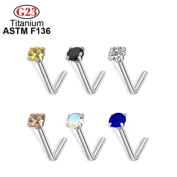 10db G23 ASTM F136 titán implantátum 20G fokozatú Prong Set L egyenes rúd integráció Orrcsap fülbevaló piercing ékszerek