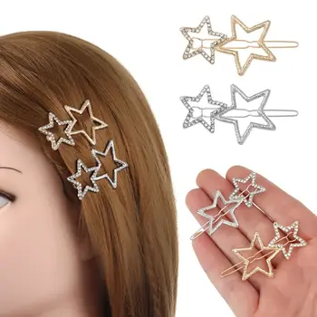 12Pcs ezüst Golden Star klip Pentagram Clip Star Hajcsatok Csapok Fém hajcsatok strassz hajtű barretták