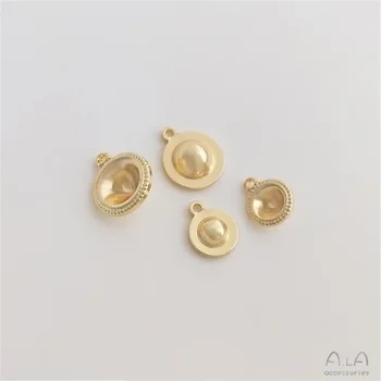 14K aranyozott kerek csipke gyöngy sapka medál DIY ragacsos gyöngy gyémánt kupa gyöngytartó kiegészítők Karkötő fülbevaló medál C101