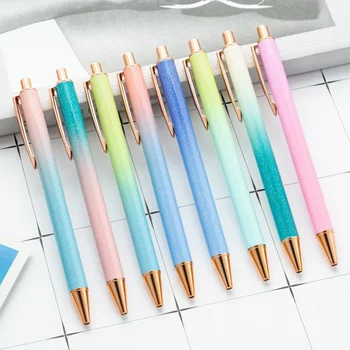 15DBS Új Push Color Gradient golyóstoll Creative Glitter Metal ajándékzselé toll Aranyos diák írószerek
