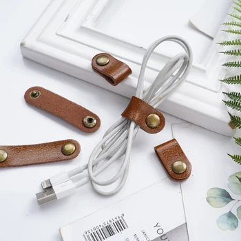 16Db bőr kábelszíjak Szervezők Kábelkötegelő tekercsek Kábelkötegelő Kábelkezelés USB-kábelhez Fejhallgató fülhallgató Winder Wire Tools