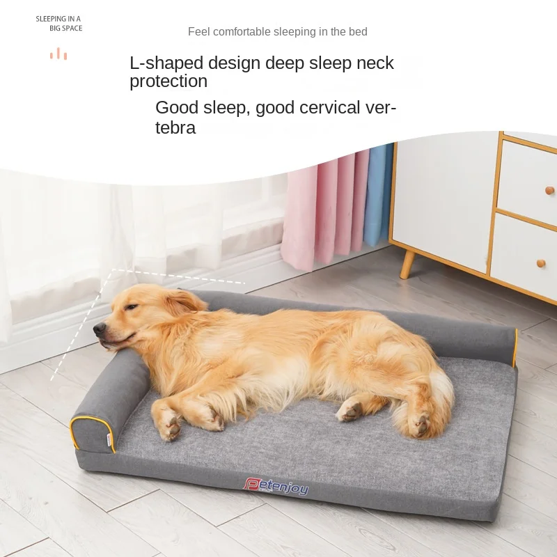 L-alakú kutyaágy levehető mosható huzattal, kényelmes plüss kanapé, memóriahabos, ortopédiai, túlméretezett kutyák . ' - ' . 3
