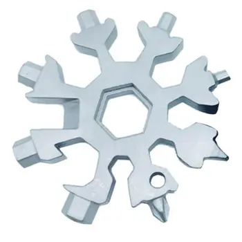 18 az 1-ben hópehely kulcskulcs Multifunkciós szerszám EDC hordozható Mater Allen Key hó kulcstartó eszközök Kerékpár kombinációs kulcs kempingezéshez