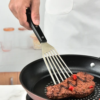 1db réselt spatula hal spatula sütés rozsdamentes acél hal konyhai eszköz többfunkciós húshoz BBQ többcélú steak spatula