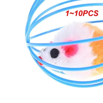 1~10PCS Macska játék bot tollpálca harang egér ketrec játékokkal Műanyag mesterséges színes macska teaser játék kisállat kellékek véletlenszerű