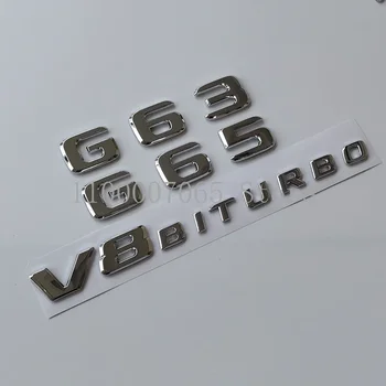2017 Chrome betűk G63 G65 V8 Biturbo V12 Biturbo embléma a Mercedes Benz AMG W463 autósárvédő csomagtartó adattábla logó matrica
