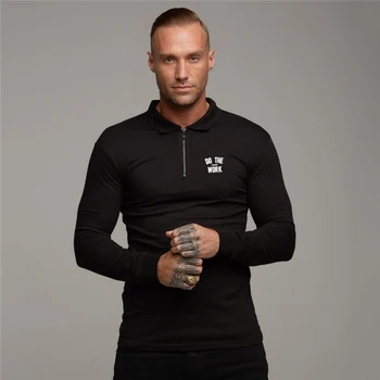 2023 Divat eladás Lapel cipzáras hosszú ujjú sport póló Őszi lélegző férfi futás edzőterem fitnesz testépítő ing