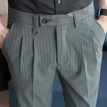 2023 Kontrasztos csíkok Pant For Man rugalmas derék irodai üzleti alkalmi nadrág Brit Social Club ruhák Pantalones Hombre