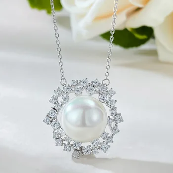 2023 Új 925 Silver Sky Star gyöngy nyaklánc medál Női klasszikus egyszerű divat Full Diamond nyaklánc