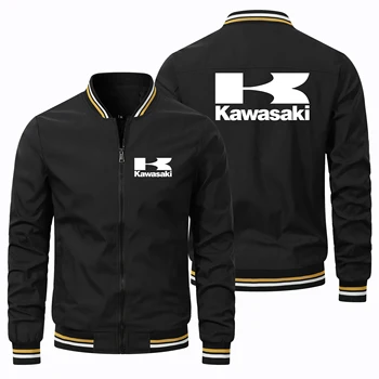 2024 új férfi dzseki Kawasaki logó nyomtatott motoros dzseki Divatos férfi sportruházat motoros dzseki Kawasaki ruházati kabátok S-5XL