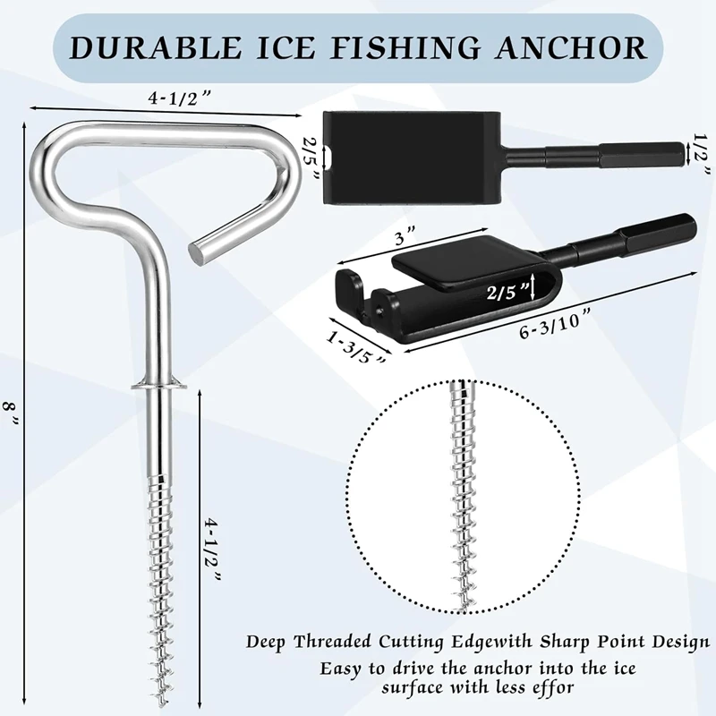 Ice Anchor szerszámkészlet tartalmaz jéghorgonyfúró adaptert 8 menetes csap jéghorgász menedék cövekszög 2 ütő aljzat . ' - ' . 5