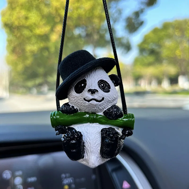 Autó belsőépítészeti kellékek Aranyos hinta Gentleman Panda Auto visszapillantó tükör medál nőknek Férfi autó belső kiegészítők . ' - ' . 0