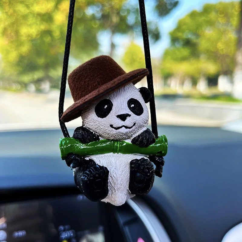 Autó belsőépítészeti kellékek Aranyos hinta Gentleman Panda Auto visszapillantó tükör medál nőknek Férfi autó belső kiegészítők . ' - ' . 3