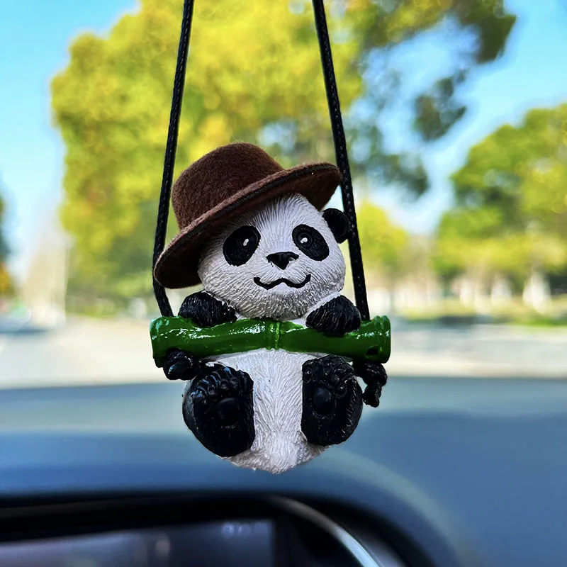 Autó belsőépítészeti kellékek Aranyos hinta Gentleman Panda Auto visszapillantó tükör medál nőknek Férfi autó belső kiegészítők . ' - ' . 4