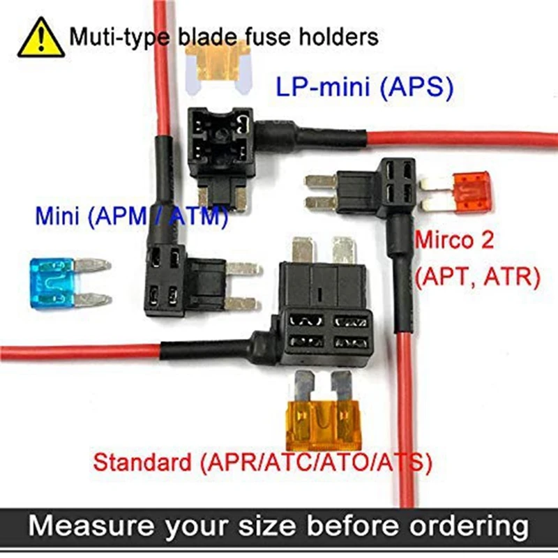 4 típusok 12V Add-A-Circuit adapter és biztosítékkészlet, biztosíték csapkoló biztosítéktartó MICRO2 Mini ATC ATS alacsony profilú menetfúró dapterrel . ' - ' . 1