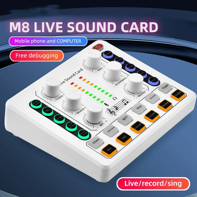  élő hangkártya M8 vezeték nélküli Bluetooth audio keverő Digitális keverő Zajcsökkentés Élő közvetítés Podcasting . ' - ' . 4