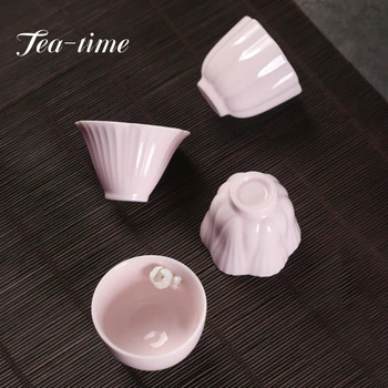 2db/Set Hand Pinch Mud Tea Cup Single Master Cup Pink Single Cup Női Személyes Kung Fu teáskészlet Kerámia teások Illatos csésze