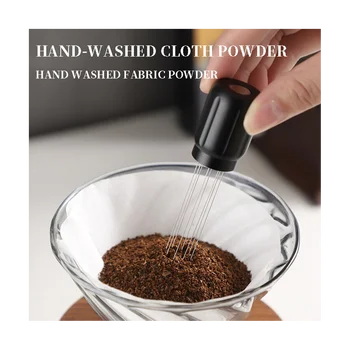 2Pcs kávészövet por tű rozsdamentes acél laza por tű keverő alap állvány tárolóval