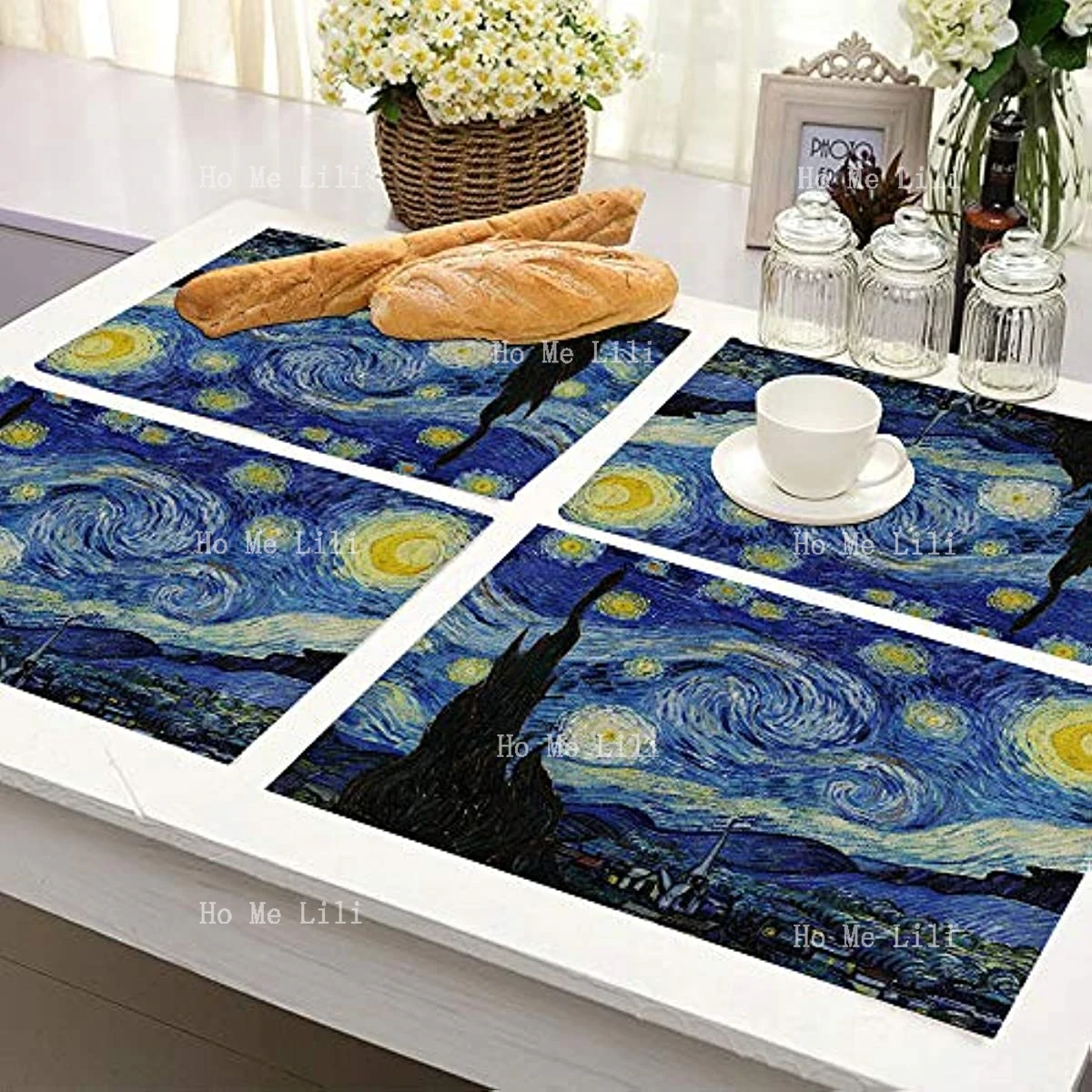 Starry Night By Van Gogh tányéralátétek hőálló az étkezőasztal csúszásmentes . ' - ' . 3