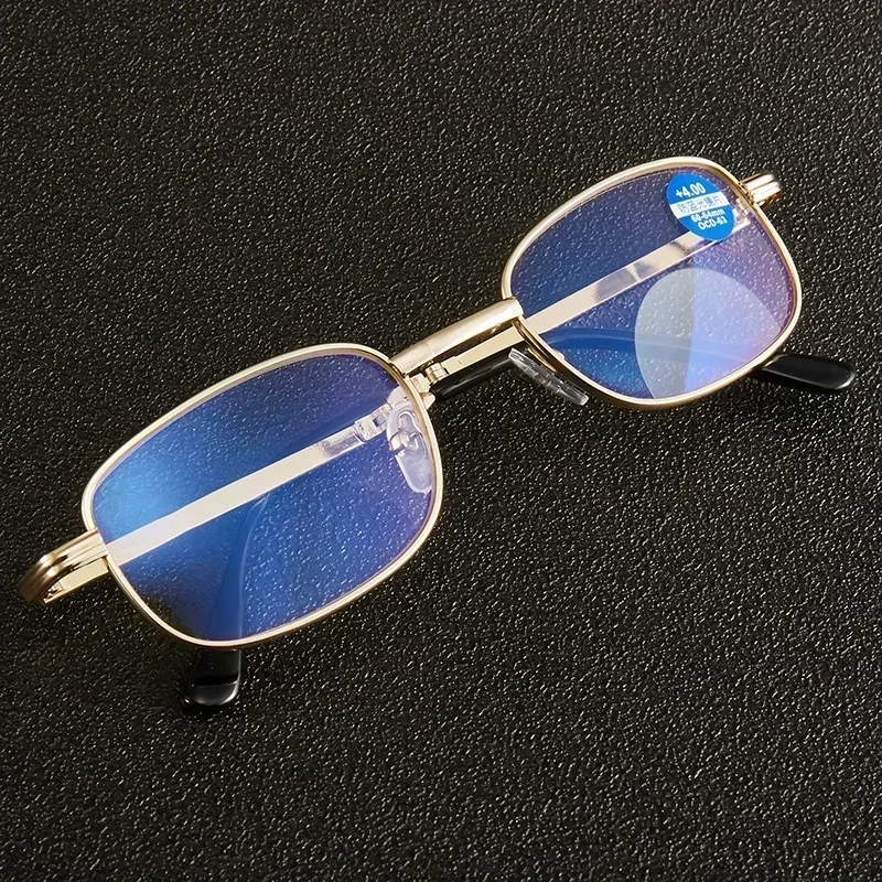  Kék fény elleni összecsukható presbióp szemüveg férfi fémkeret hordozható olvasószemüveg férfi luxusmárkás szemüveg dobozzal . ' - ' . 1