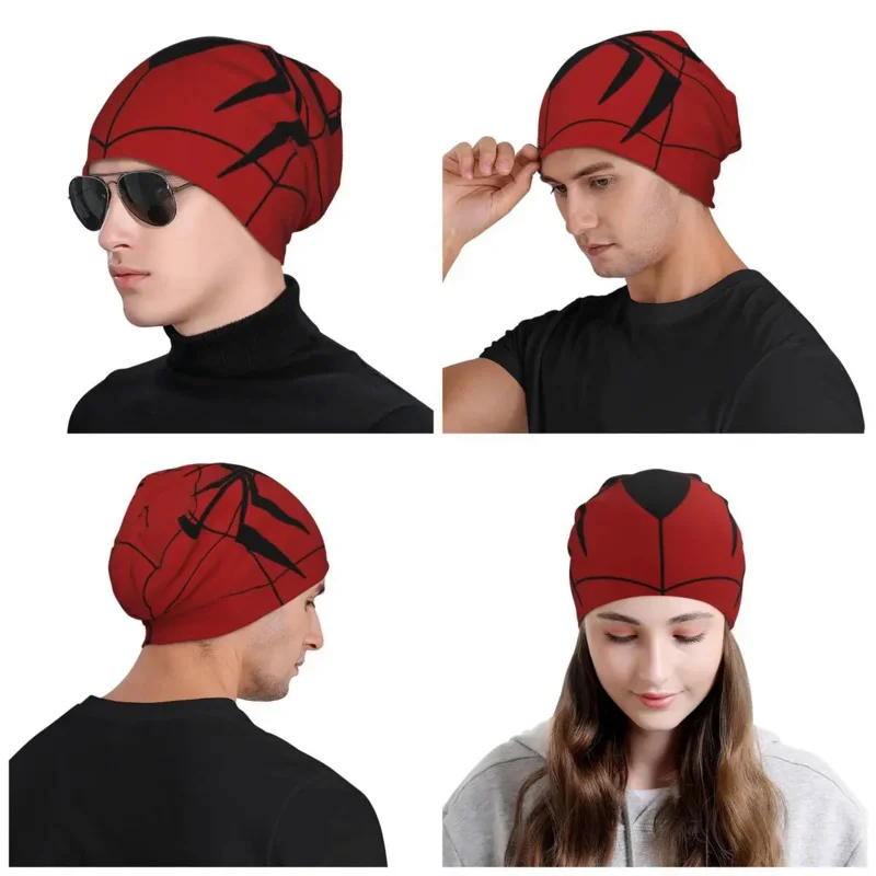 Classic Red Spider Web motorháztető kalap kötött kalap férfi női hop Unisex meleg téli sapka sapka . ' - ' . 5