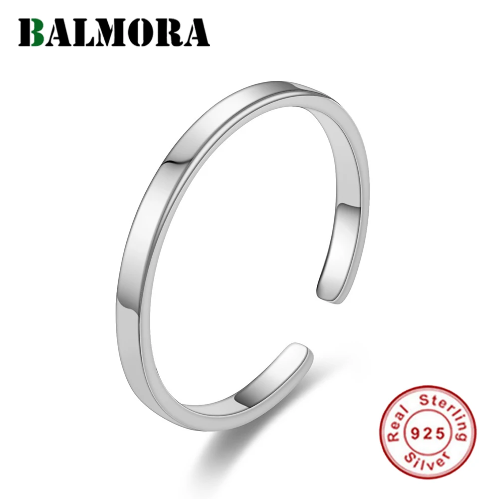 BALMORA 925 sima ezüst vintage egyszerű nyitott gyűrű nőknek lány divatos Anillos minimalista nyilatkozat ékszer ajándék . ' - ' . 0