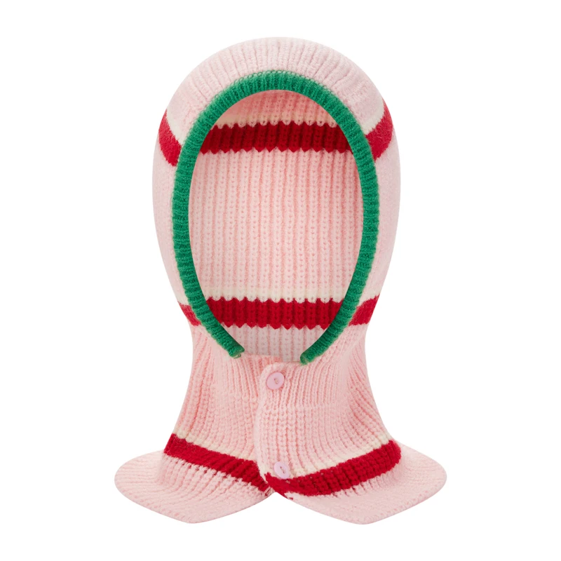 Őszi és téli női kapucnis sálak kontrasztos gombos kötött pulóver Baraklava téli meleg sapka kalap hideg időre . ' - ' . 4