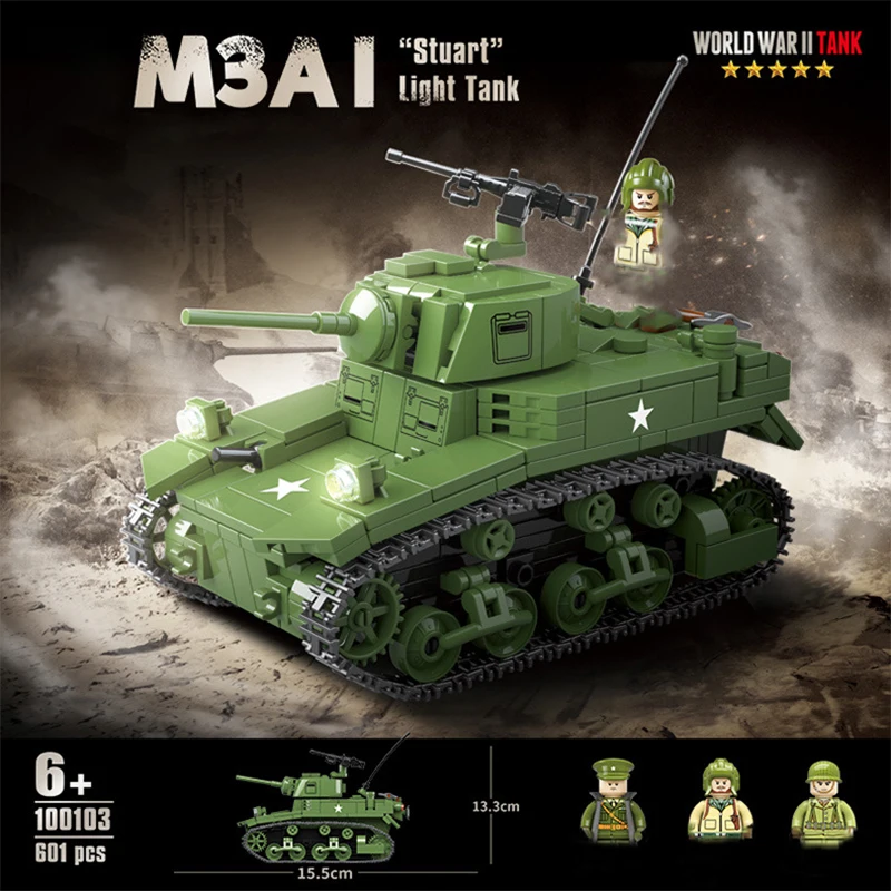601Db Építőelemek WW2 katonai tankok építőelemei 3 minifigurával/könnyű tank modellel/játékok gyermekeknek Fiúk felnőtt játékok ajándék . ' - ' . 2