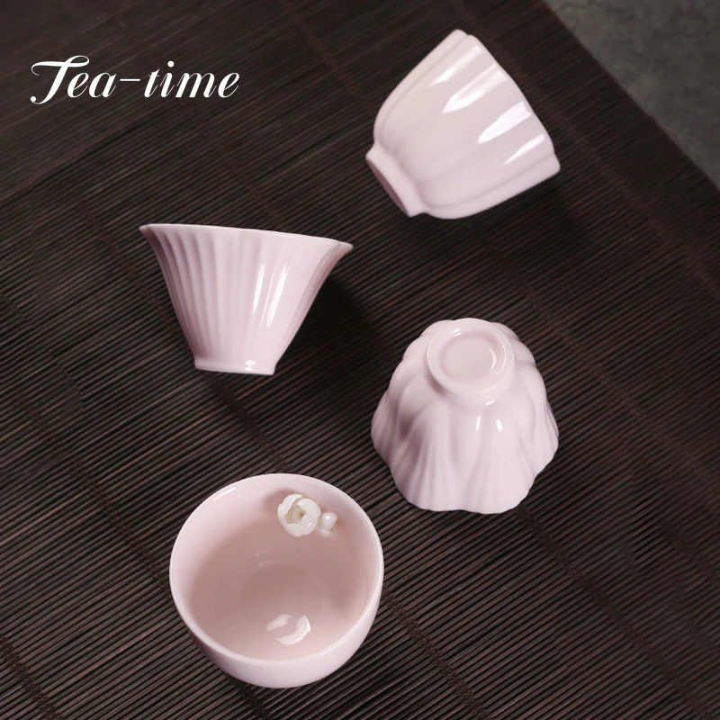 2db/Set Hand Pinch Mud Tea Cup Single Master Cup Pink Single Cup Női Személyes Kung Fu teáskészlet Kerámia teások Illatos csésze . ' - ' . 0