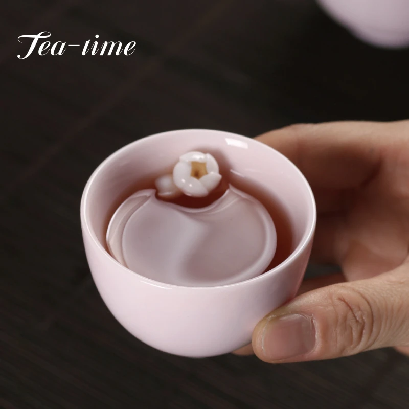 2db/Set Hand Pinch Mud Tea Cup Single Master Cup Pink Single Cup Női Személyes Kung Fu teáskészlet Kerámia teások Illatos csésze . ' - ' . 4