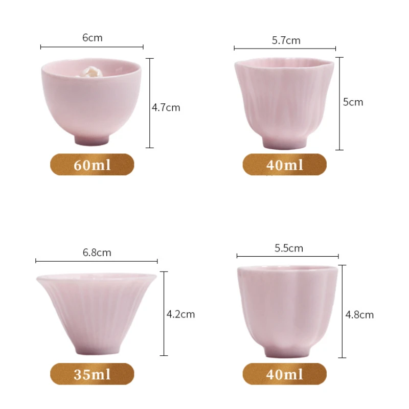 2db/Set Hand Pinch Mud Tea Cup Single Master Cup Pink Single Cup Női Személyes Kung Fu teáskészlet Kerámia teások Illatos csésze . ' - ' . 5