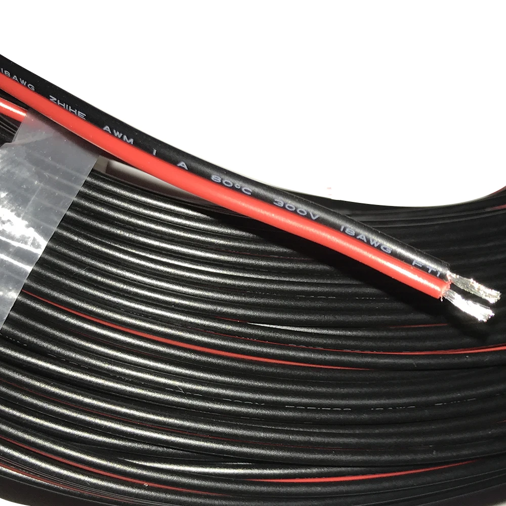  szigetelt ónozott réz 18AWG 2 tűs kábel 300V PVC szigetelt huzal elektromos kábel LED kábel 0,75MM2 monitor tápkábel . ' - ' . 0