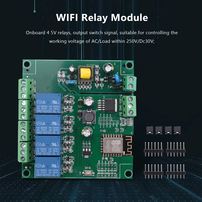 ESP8266 ESP-12F WIFI relé modul 4 csatornás AC90-250V / DC7-30V / 5V késleltető relé kapcsoló ARDUINO IDE intelligens otthoni IOT távirányítóhoz . ' - ' . 3
