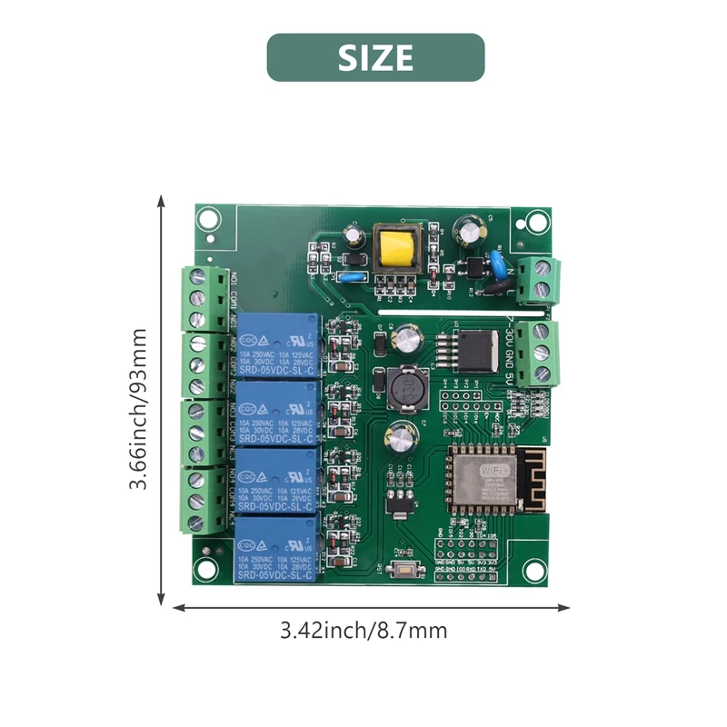 ESP8266 ESP-12F WIFI relé modul 4 csatornás AC90-250V / DC7-30V / 5V késleltető relé kapcsoló ARDUINO IDE intelligens otthoni IOT távirányítóhoz . ' - ' . 5