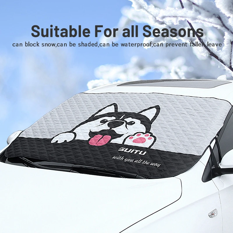 TOPC Szélvédő napernyő Autó napellenző Biztonsági kialakítás Termolitikus aranyos autó napernyő téli szélvédőfedélhez . ' - ' . 1