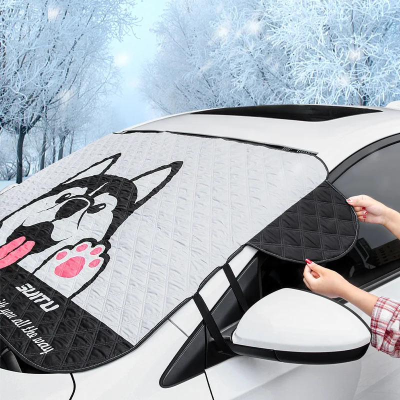 TOPC Szélvédő napernyő Autó napellenző Biztonsági kialakítás Termolitikus aranyos autó napernyő téli szélvédőfedélhez . ' - ' . 3