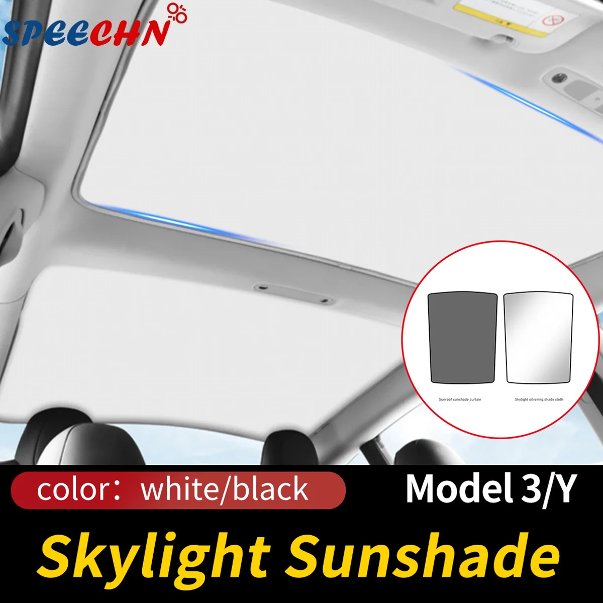 Autó tetőablakos napernyő a Tesla 19-22 Model 3 Y számára Frissítés Osztott típusú napfénytető napernyő üveg tető árnyékoló kiegészítők . ' - ' . 2