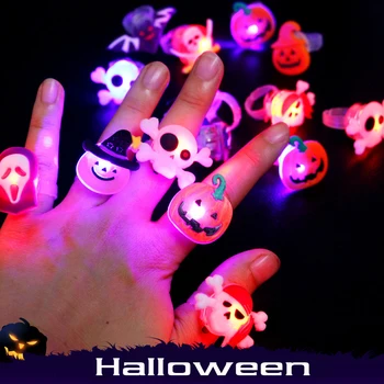 5/10db Halloween dekorációk Aranyos izzó gyűrű bross Tök Szellemkoponya Világító gyűrűk Halloween Party kellékek Gyerek ajándékok