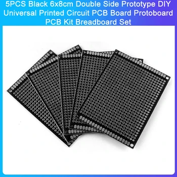 5db, fekete 6x8cm kétoldalas prototípus DIY univerzális nyomtatott áramköri NYÁK-kártya Protoboard NYÁK-készlet kenyérdeszka készlet