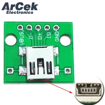 5DB Micro USB Type A anya / férfi USB-DIP adapter átalakító 2,54 mm-es NYÁK-kártyához DIY tápegység Arduino modulhoz