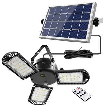 60 LED napelemes lámpa 3 lámpafej állítható könnyűség távirányítóval Időzítő kültéri vízálló napelemes kerti lámpák