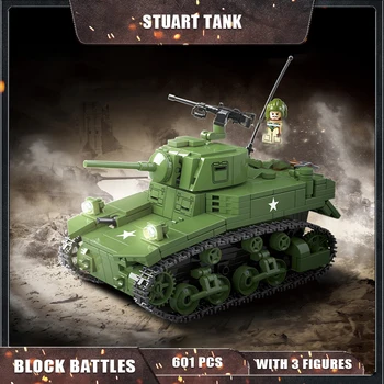 601Db Építőelemek WW2 katonai tankok építőelemei 3 minifigurával/könnyű tank modellel/játékok gyermekeknek Fiúk felnőtt játékok ajándék