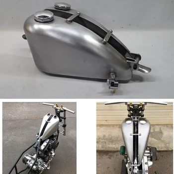 7L benzin gáz üzemanyagtartály kupakkapcsolóval univerzális motorkerékpárhoz Vintage szakítóacél módosított kézzel készített benzines doboz
