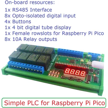 8 csatornás RS485 Egyszerű PLC IO bővítőkártya többfunkciós késleltetési relé modul RasPi RPI-hez Raspberry Pi Pico Python C++