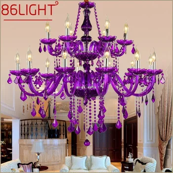 86LIGHT Európai kristály Pendent lámpák Lila gyertyalámpa Luxus nappali étkező hálószoba ruházat üzlet csillár