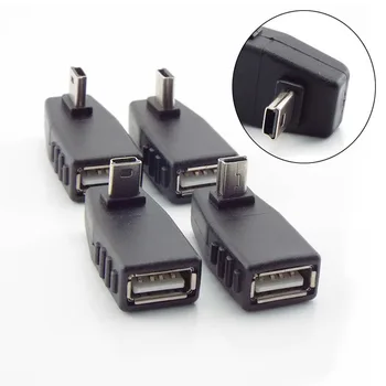 90 fokos szögátalakító Mini USB 5Pin apa - USB anya csatlakozó OTG adapter autóhoz MP3 MP4 tabletta telefon U-lemez