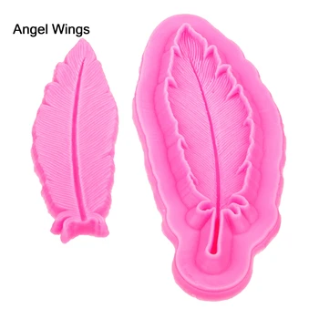 Angel Wings Élelmiszer minőségű 3D fondant torta szilikon forma Toll alakú fordított formázáshoz polimer csokoládé dekorációs eszközök F1170